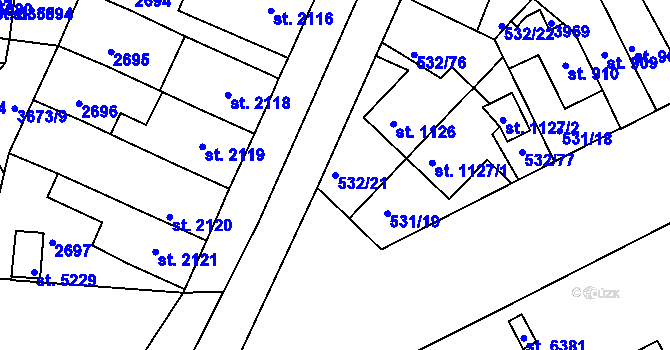 Parcela st. 532/21 v KÚ Havlíčkův Brod, Katastrální mapa