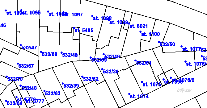 Parcela st. 532/49 v KÚ Havlíčkův Brod, Katastrální mapa