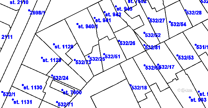 Parcela st. 532/51 v KÚ Havlíčkův Brod, Katastrální mapa