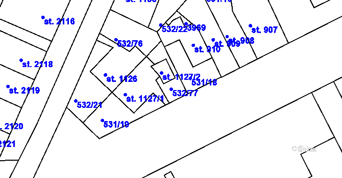 Parcela st. 532/77 v KÚ Havlíčkův Brod, Katastrální mapa