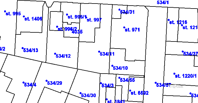 Parcela st. 534/11 v KÚ Havlíčkův Brod, Katastrální mapa