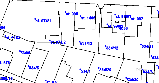 Parcela st. 534/13 v KÚ Havlíčkův Brod, Katastrální mapa