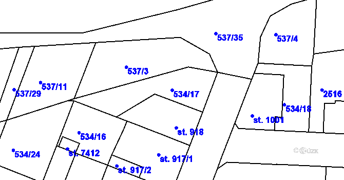 Parcela st. 534/17 v KÚ Havlíčkův Brod, Katastrální mapa
