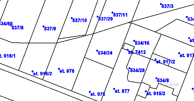 Parcela st. 534/24 v KÚ Havlíčkův Brod, Katastrální mapa
