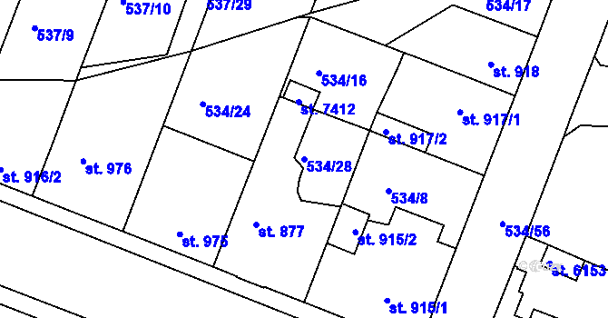 Parcela st. 534/28 v KÚ Havlíčkův Brod, Katastrální mapa