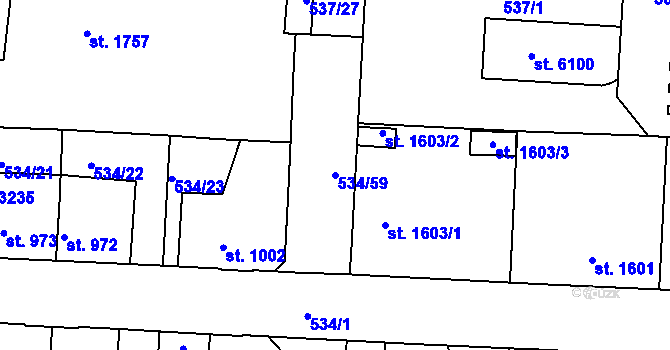 Parcela st. 534/59 v KÚ Havlíčkův Brod, Katastrální mapa