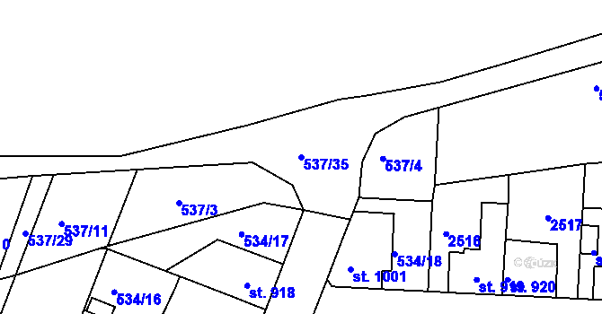 Parcela st. 537/35 v KÚ Havlíčkův Brod, Katastrální mapa