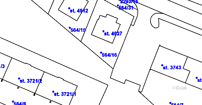 Parcela st. 564/16 v KÚ Havlíčkův Brod, Katastrální mapa