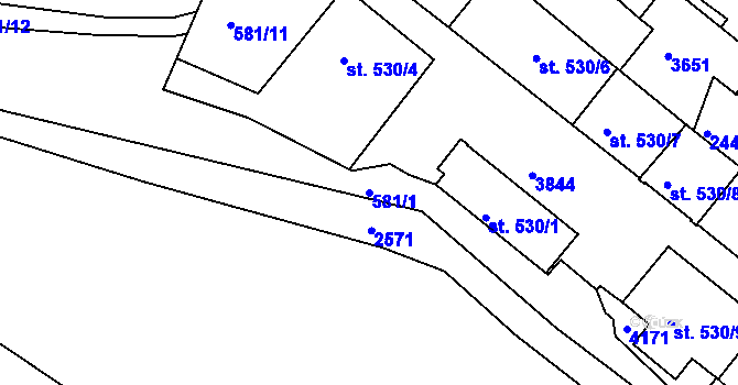 Parcela st. 581/1 v KÚ Havlíčkův Brod, Katastrální mapa