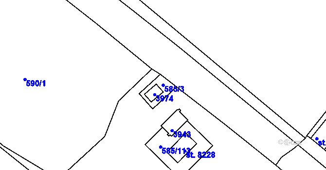 Parcela st. 585/3 v KÚ Havlíčkův Brod, Katastrální mapa