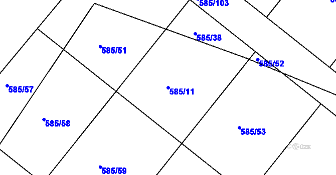 Parcela st. 585/11 v KÚ Havlíčkův Brod, Katastrální mapa