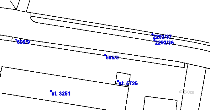 Parcela st. 605/3 v KÚ Havlíčkův Brod, Katastrální mapa