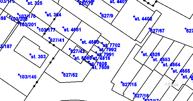 Parcela st. 627/45 v KÚ Havlíčkův Brod, Katastrální mapa