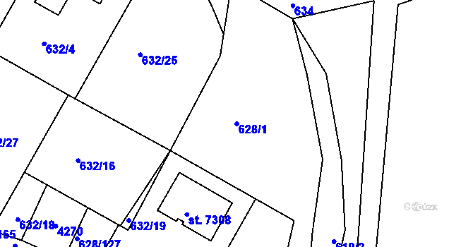 Parcela st. 628/1 v KÚ Havlíčkův Brod, Katastrální mapa