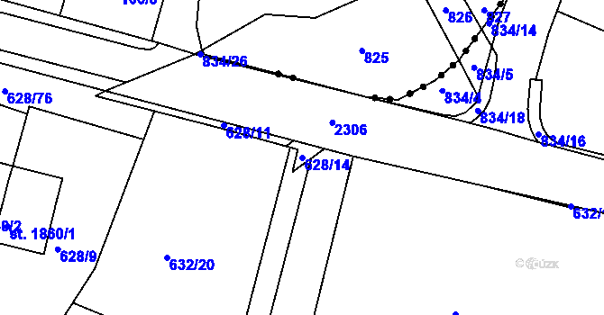 Parcela st. 628/14 v KÚ Havlíčkův Brod, Katastrální mapa
