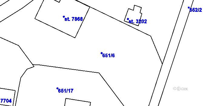 Parcela st. 651/6 v KÚ Havlíčkův Brod, Katastrální mapa