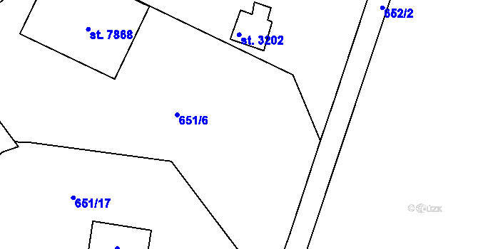 Parcela st. 651/10 v KÚ Havlíčkův Brod, Katastrální mapa