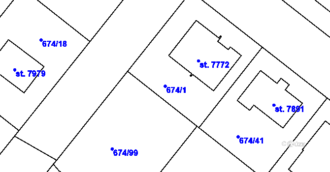 Parcela st. 674/1 v KÚ Havlíčkův Brod, Katastrální mapa