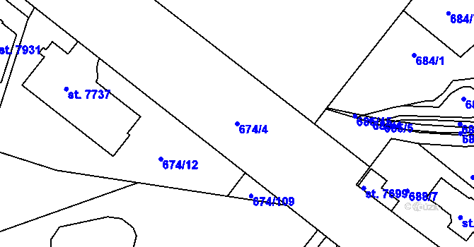 Parcela st. 674/4 v KÚ Havlíčkův Brod, Katastrální mapa