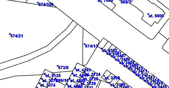 Parcela st. 674/13 v KÚ Havlíčkův Brod, Katastrální mapa