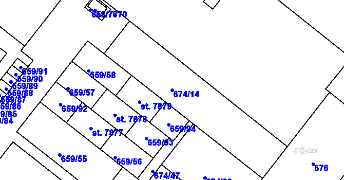 Parcela st. 674/14 v KÚ Havlíčkův Brod, Katastrální mapa