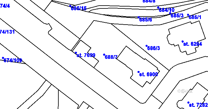 Parcela st. 688/7 v KÚ Havlíčkův Brod, Katastrální mapa