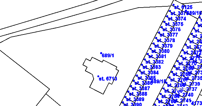 Parcela st. 689/1 v KÚ Havlíčkův Brod, Katastrální mapa