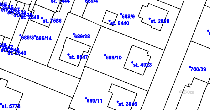 Parcela st. 689/10 v KÚ Havlíčkův Brod, Katastrální mapa