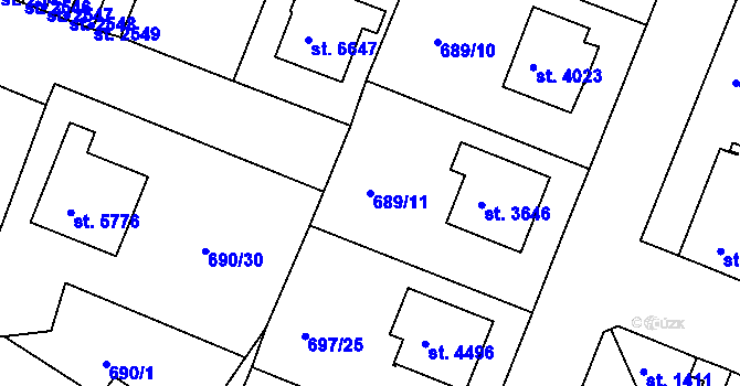 Parcela st. 689/11 v KÚ Havlíčkův Brod, Katastrální mapa