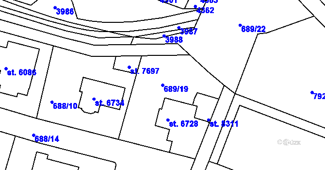 Parcela st. 689/19 v KÚ Havlíčkův Brod, Katastrální mapa