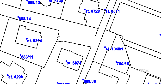Parcela st. 689/23 v KÚ Havlíčkův Brod, Katastrální mapa