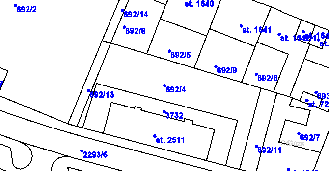 Parcela st. 692/4 v KÚ Havlíčkův Brod, Katastrální mapa