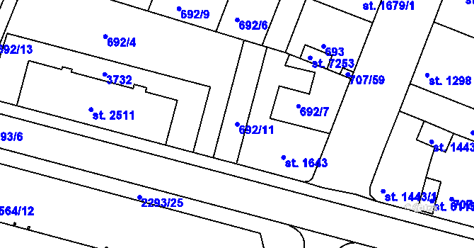 Parcela st. 692/11 v KÚ Havlíčkův Brod, Katastrální mapa