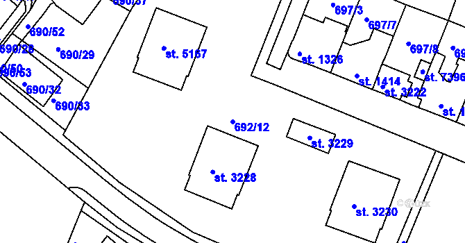 Parcela st. 692/12 v KÚ Havlíčkův Brod, Katastrální mapa
