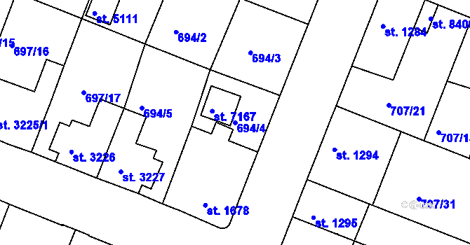 Parcela st. 694/4 v KÚ Havlíčkův Brod, Katastrální mapa
