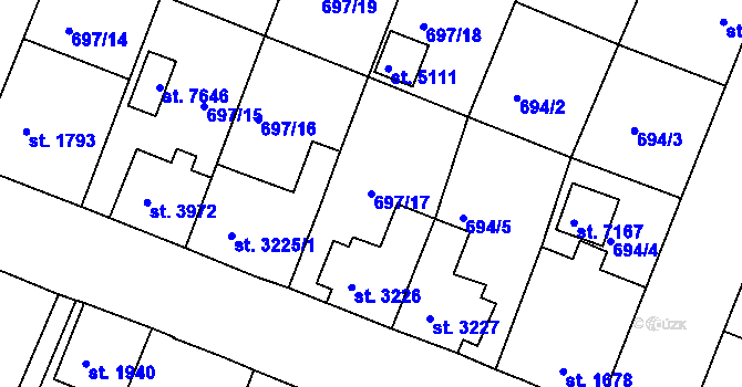 Parcela st. 697/17 v KÚ Havlíčkův Brod, Katastrální mapa