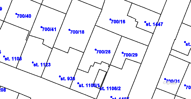 Parcela st. 700/28 v KÚ Havlíčkův Brod, Katastrální mapa