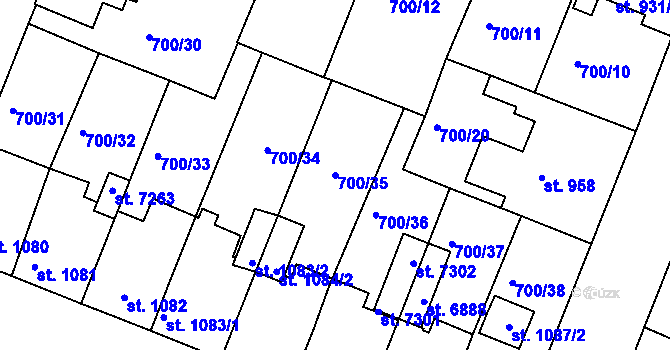 Parcela st. 700/35 v KÚ Havlíčkův Brod, Katastrální mapa