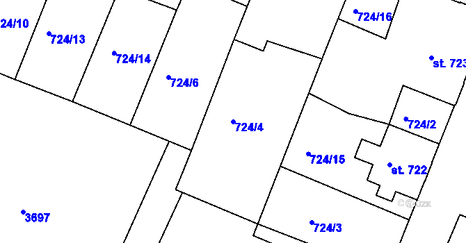 Parcela st. 724/4 v KÚ Havlíčkův Brod, Katastrální mapa