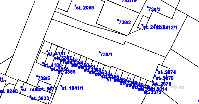 Parcela st. 738/1 v KÚ Havlíčkův Brod, Katastrální mapa