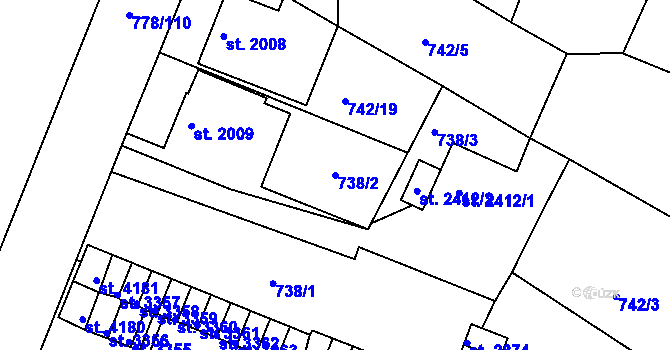 Parcela st. 738/2 v KÚ Havlíčkův Brod, Katastrální mapa