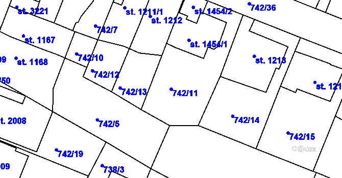Parcela st. 742/11 v KÚ Havlíčkův Brod, Katastrální mapa