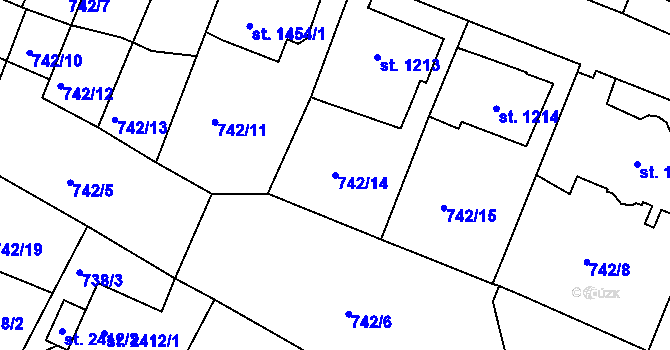 Parcela st. 742/14 v KÚ Havlíčkův Brod, Katastrální mapa