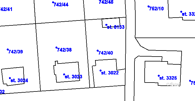 Parcela st. 742/40 v KÚ Havlíčkův Brod, Katastrální mapa