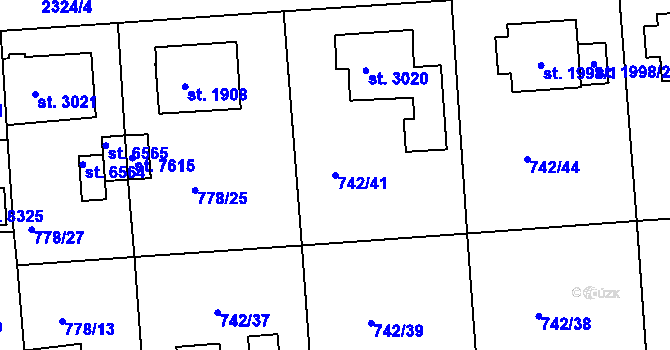 Parcela st. 742/41 v KÚ Havlíčkův Brod, Katastrální mapa