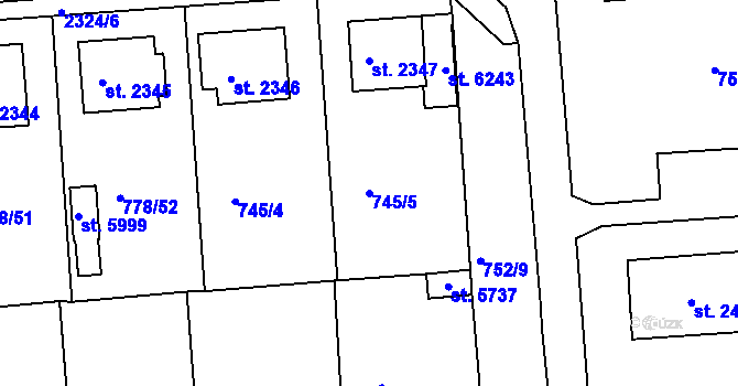 Parcela st. 745/5 v KÚ Havlíčkův Brod, Katastrální mapa
