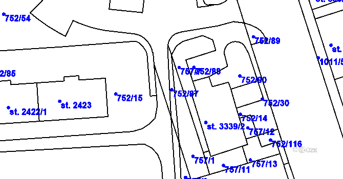 Parcela st. 752/87 v KÚ Havlíčkův Brod, Katastrální mapa