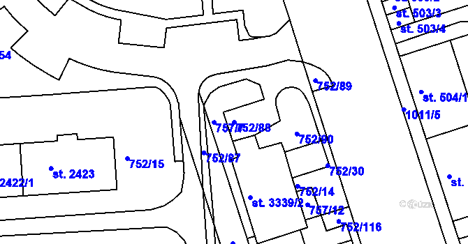 Parcela st. 752/88 v KÚ Havlíčkův Brod, Katastrální mapa