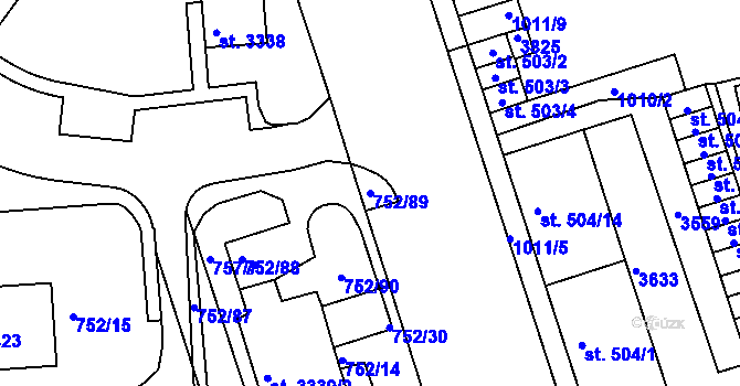 Parcela st. 752/89 v KÚ Havlíčkův Brod, Katastrální mapa