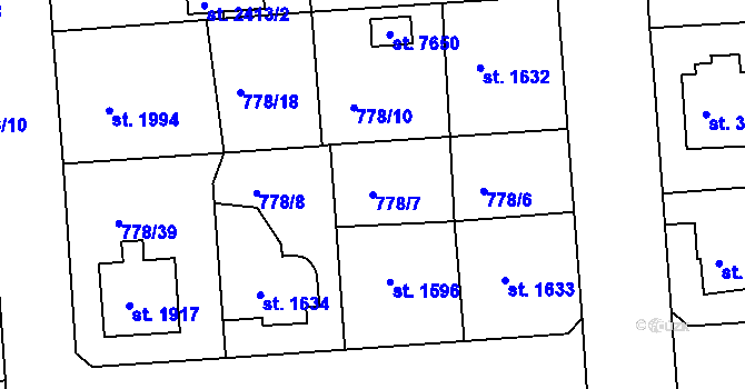 Parcela st. 778/7 v KÚ Havlíčkův Brod, Katastrální mapa
